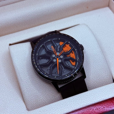 Orange Ferrari Wheel Dial Watch – Premium Sport Strap